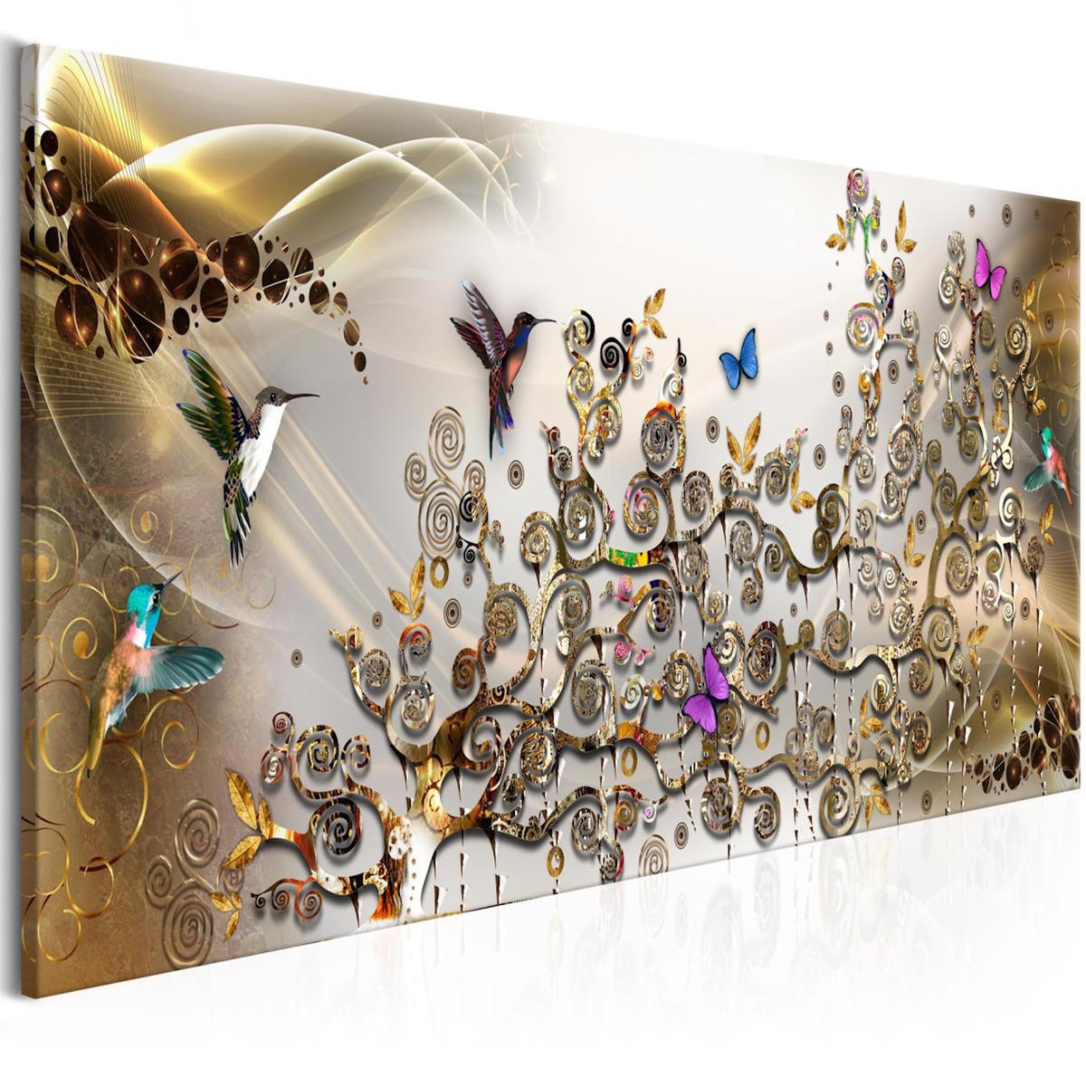 Paris Prix Tableau Imprimé  Hummingbirds Dance Gold Narrow