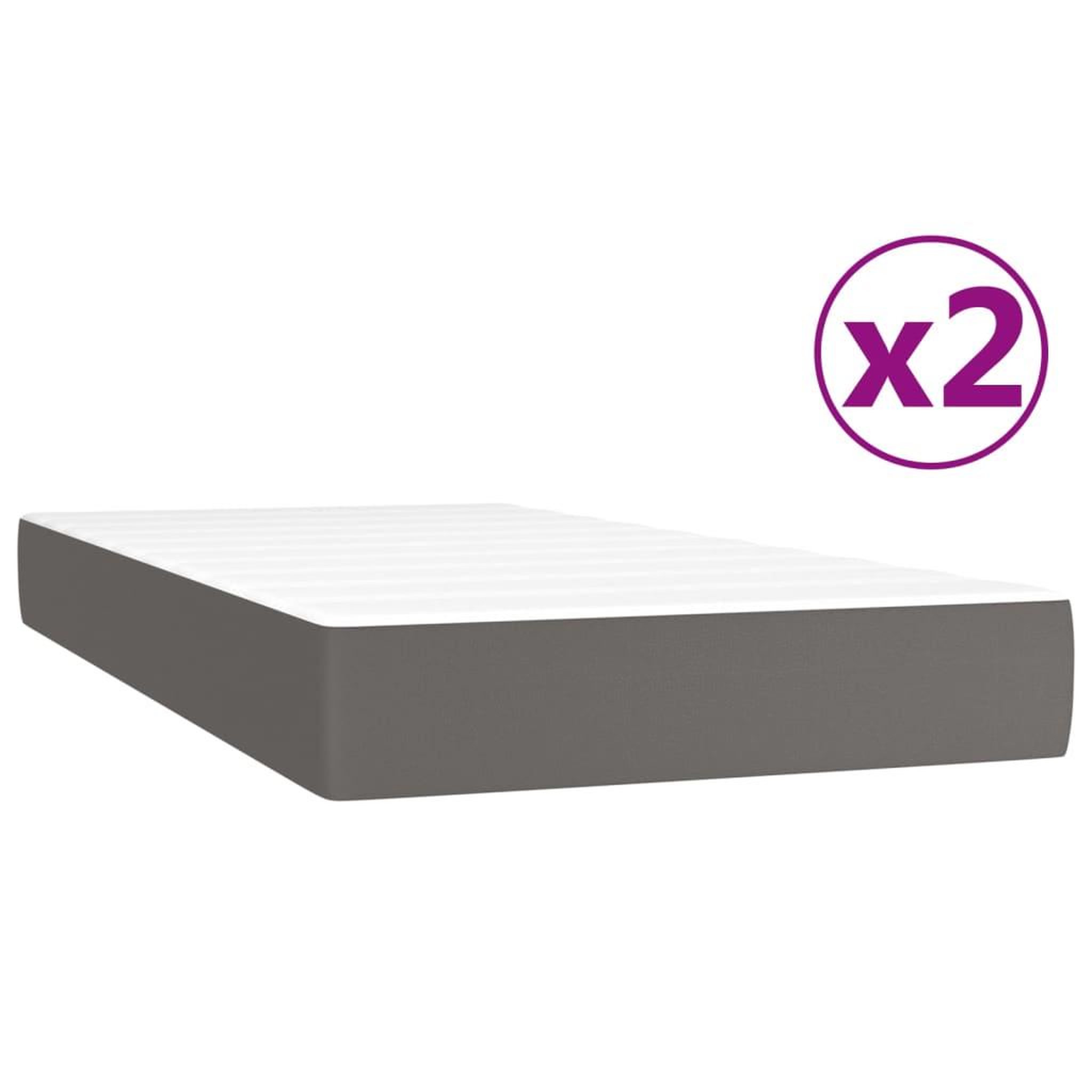 Voir la diapositive 5 : VIDAXL Sommier a lattes de lit avec matelas Gris 200x200 cm Similicuir