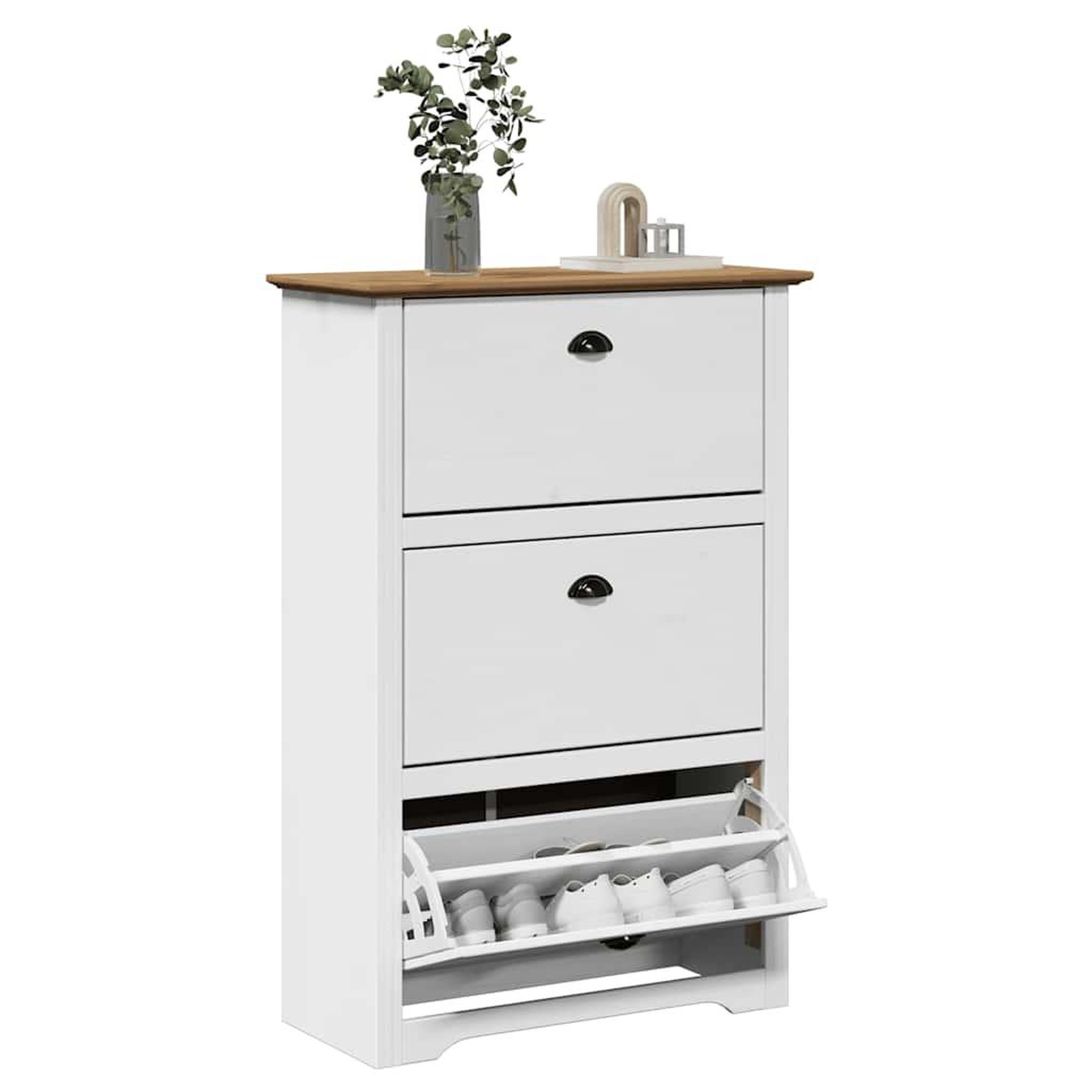 VIDAXL Etagere a chaussures BODO blanc et marron 80x35x118 cm