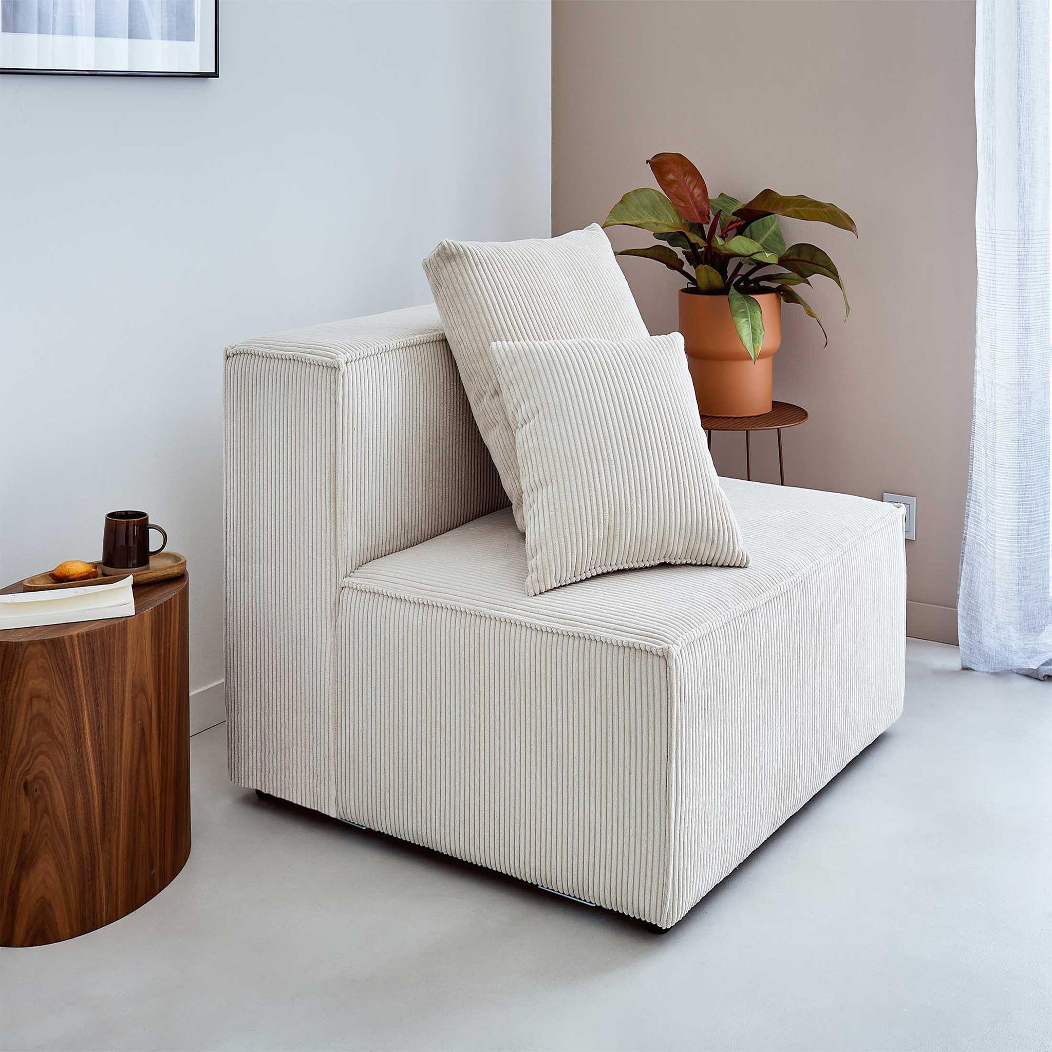 LISA DESIGN Colombine - module d'assise - en velours côtelé. Coloris disponibles : Orange, Vert, Noir, Bleu, Beige