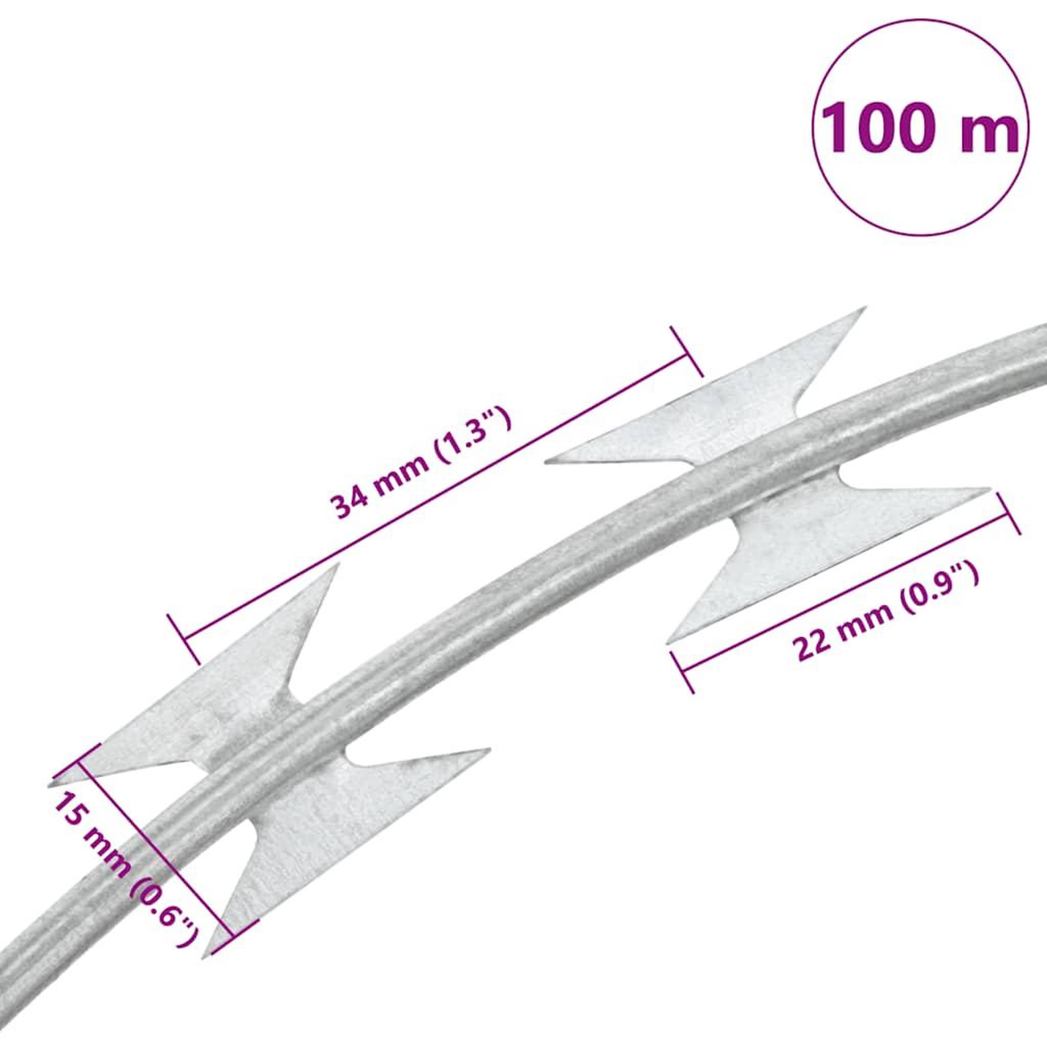Voir la diapositive 6 : VIDAXL Fil de fer barbele rouleau helicoïdal acier galvanise 100 m