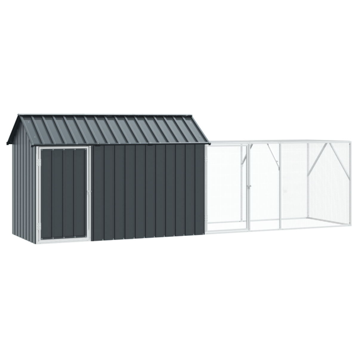 VIDAXL Aviary pour oiseaux avec extension Anthracite 112x421x141 cm Acier