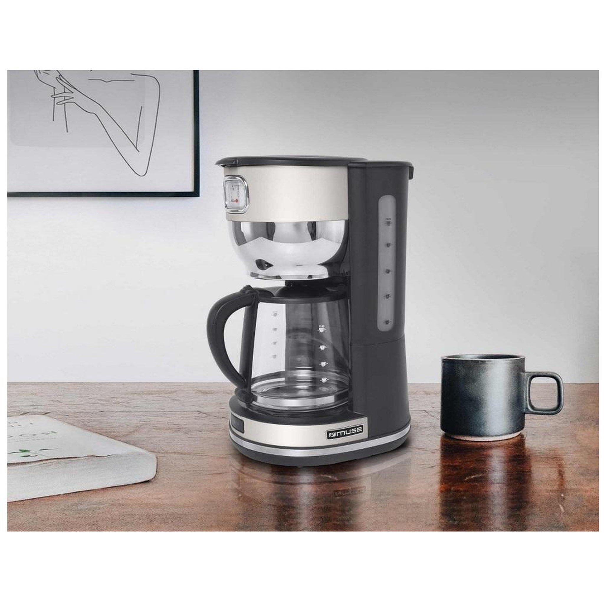 Voir la diapositive 3 : Muse Cafetière filtre 10 tasses 1000w blanc - MS-220SC