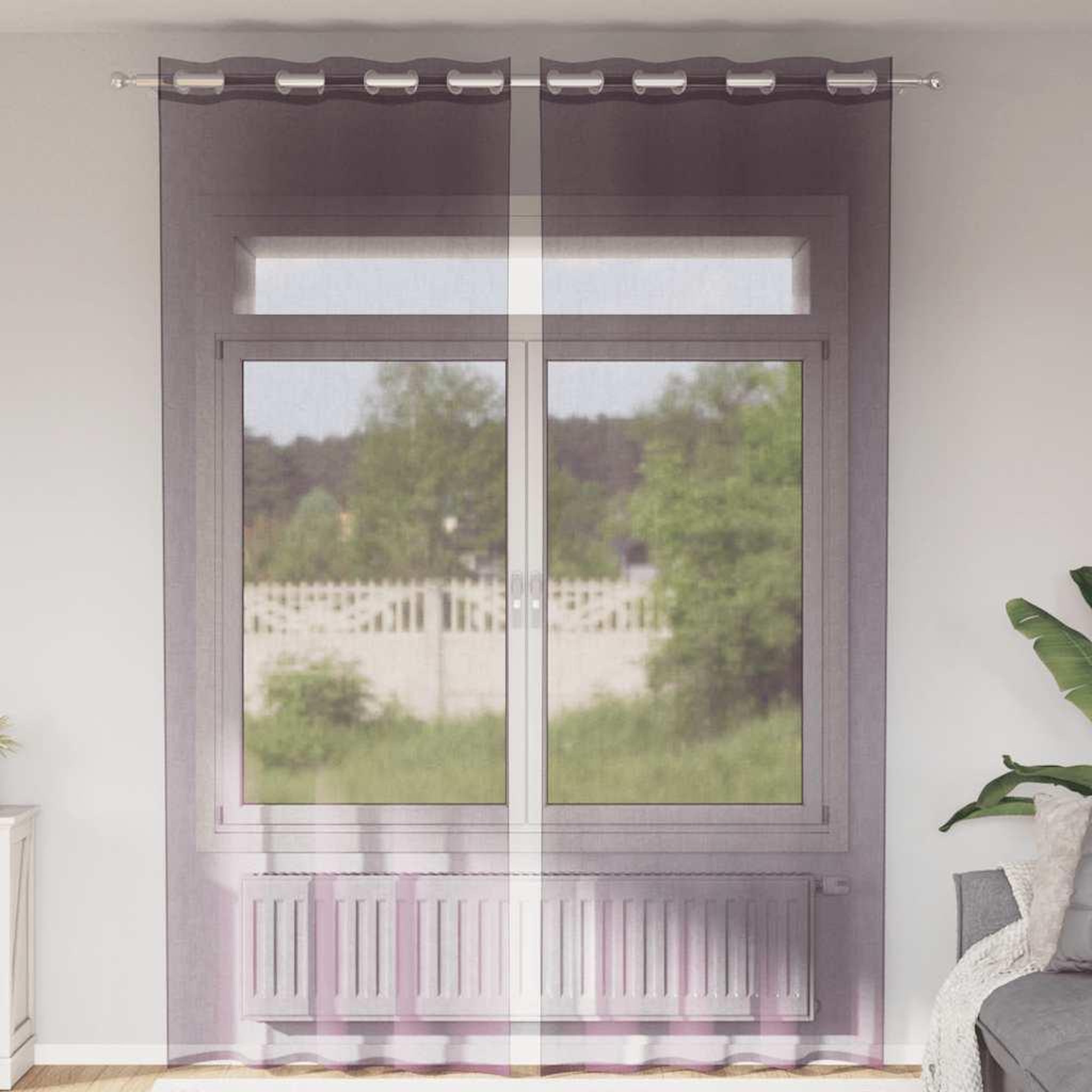 Voir la diapositive 1 : VIDAXL Rideaux en voile avec œillets 2 pcs violet 140x260 cm