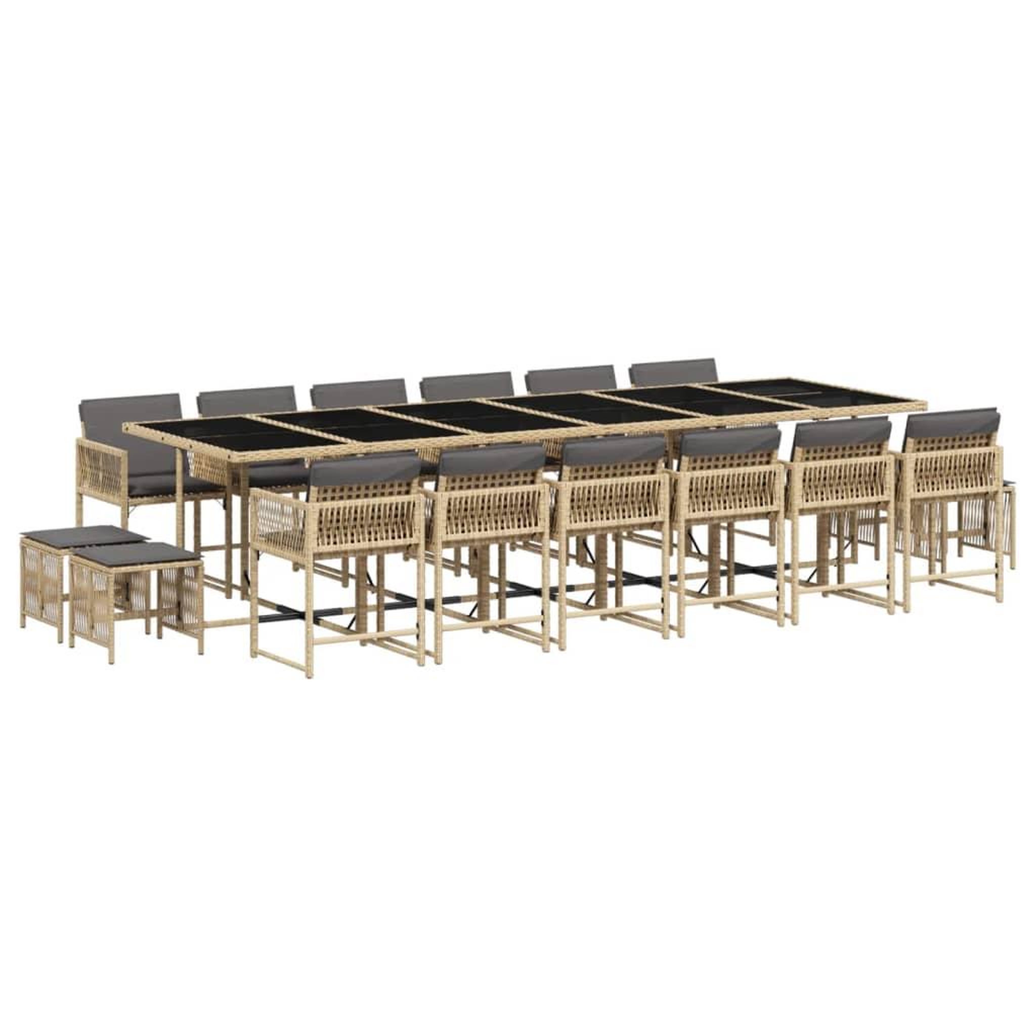 Voir la diapositive 2 : VIDAXL Ensemble a manger de jardin et coussins 17 pcs melange beige