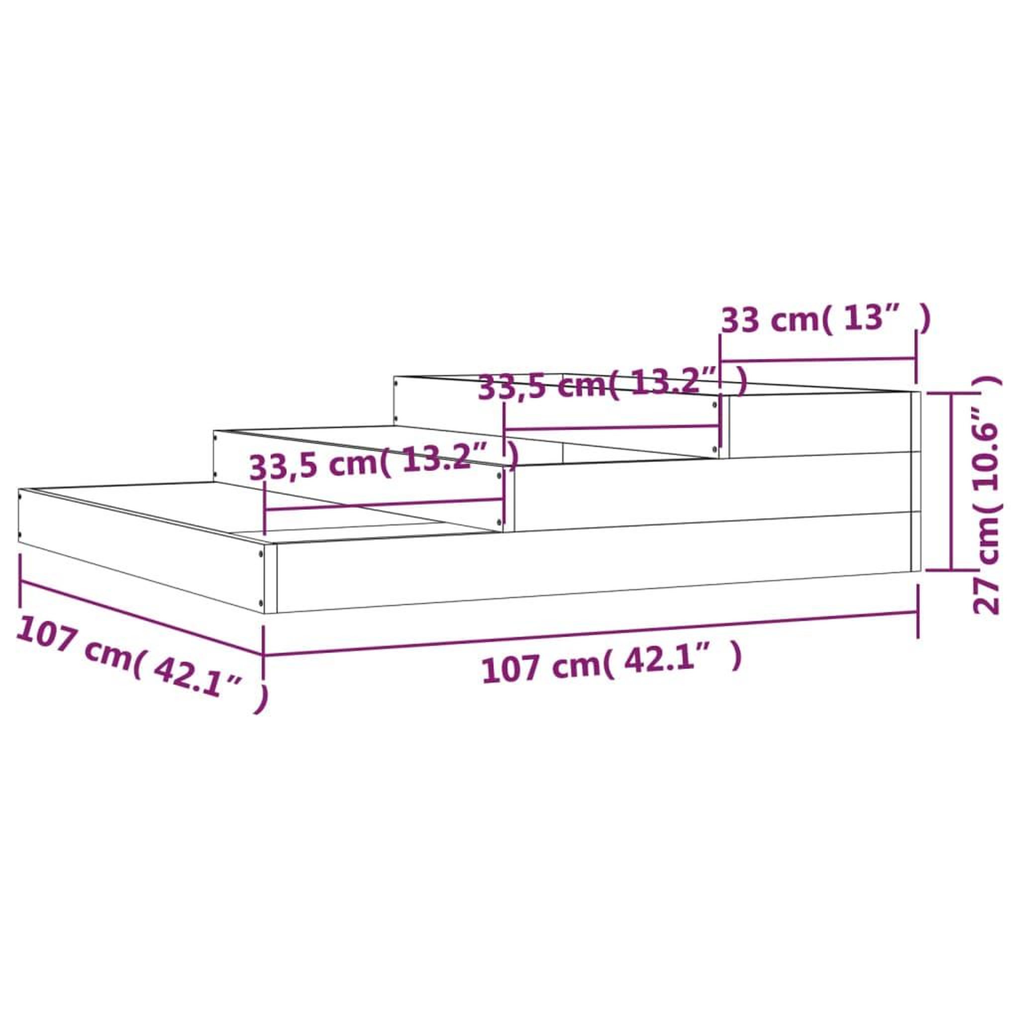 Voir la diapositive 6 : VIDAXL Jardiniere 107x107x27 cm Bois massif de pin