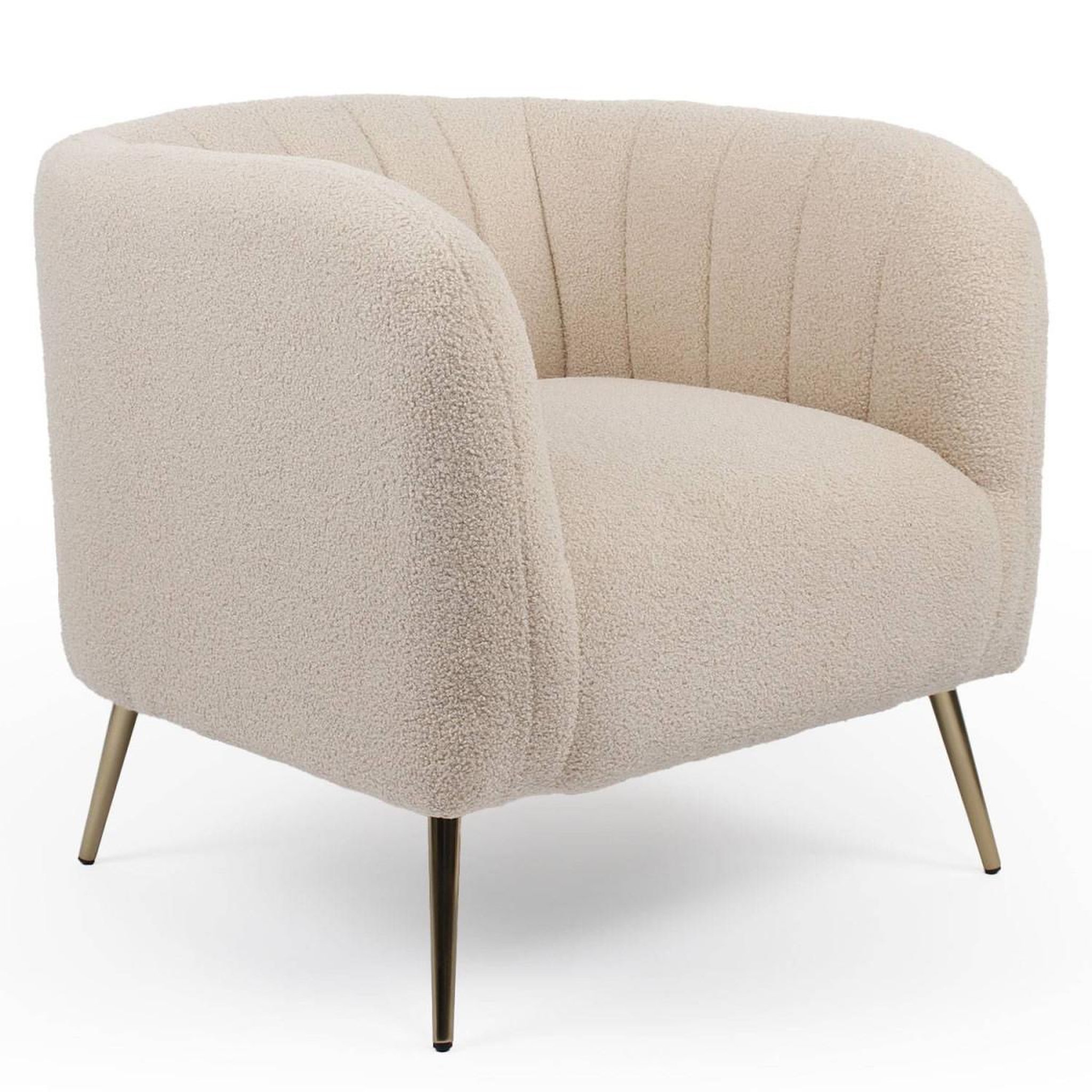 Voir la diapositive 1 : Paris Prix Fauteuil design bouclette  reuben  75cm beige