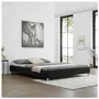 IDIMEX Lit futon double pour adulte NIZZA king size 180x200 cm 2 places / 2 personnes, avec sommier et pieds métal chromé, tissu noir