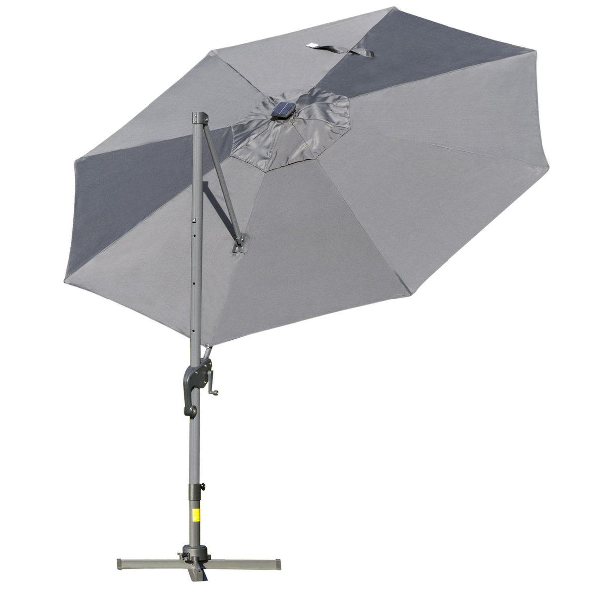 OUTSUNNY Parasol déporté octogonal parasol LED inclinable pivotant manivelle piètement acier dim. Ø 3 x 2,48H m gris