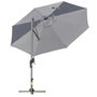 Voir la diapositive 5 : OUTSUNNY Parasol déporté octogonal parasol LED inclinable pivotant manivelle piètement acier dim. Ø 3 x 2,48H m gris
