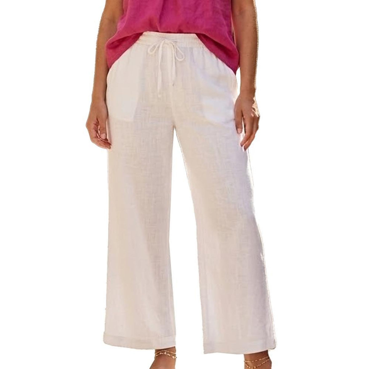 Pieces Pantalon fluide Blanc Femme Pieces Wide