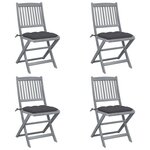 VIDAXL Chaises pliables d'exterieur lot de 4 et coussins Bois d'acacia