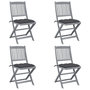 Voir la diapositive 1 : VIDAXL Chaises pliables d'exterieur lot de 4 et coussins Bois d'acacia