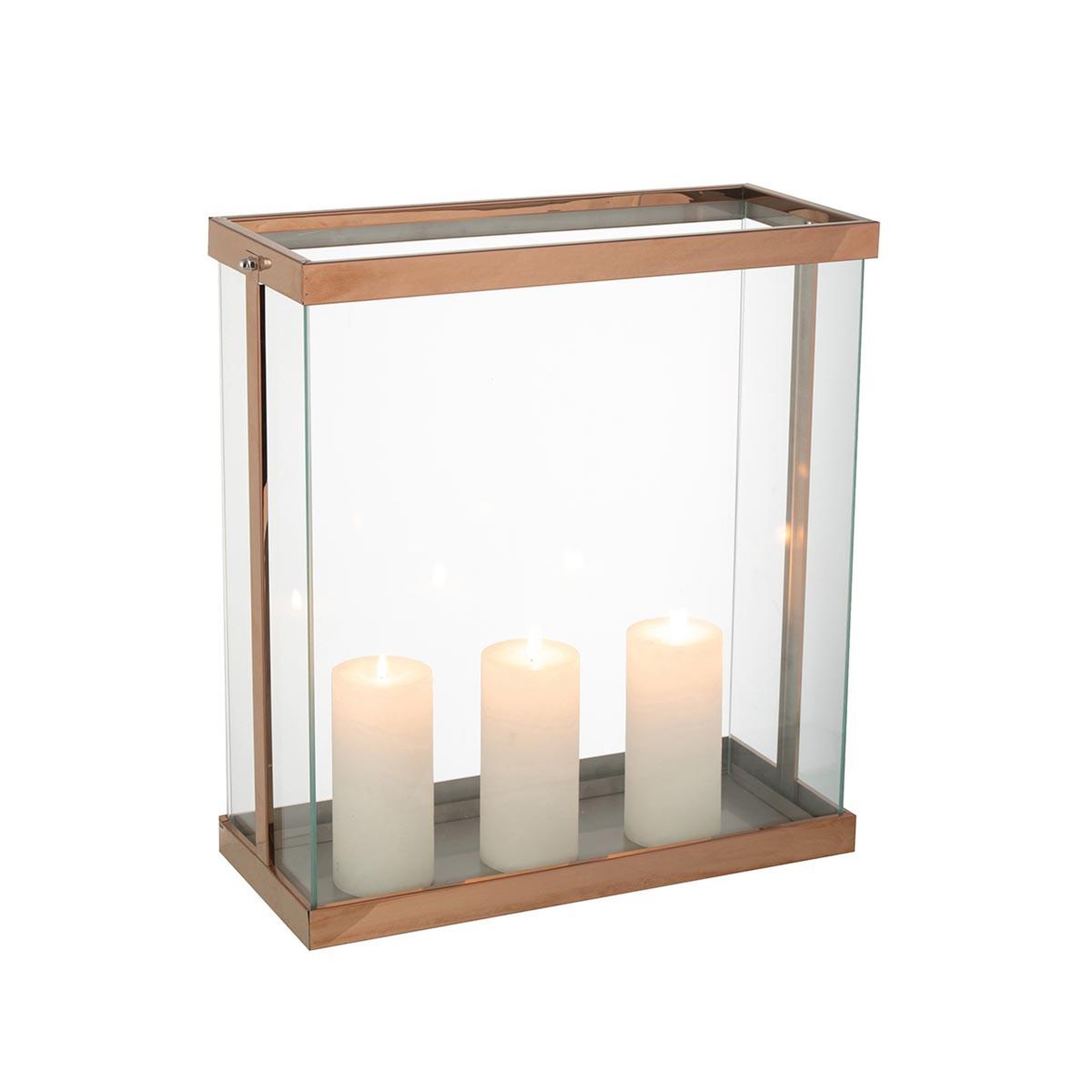 Voir la diapositive 2 : J-LINE Lanterne en Verre  Enma  45cm Cuivre
