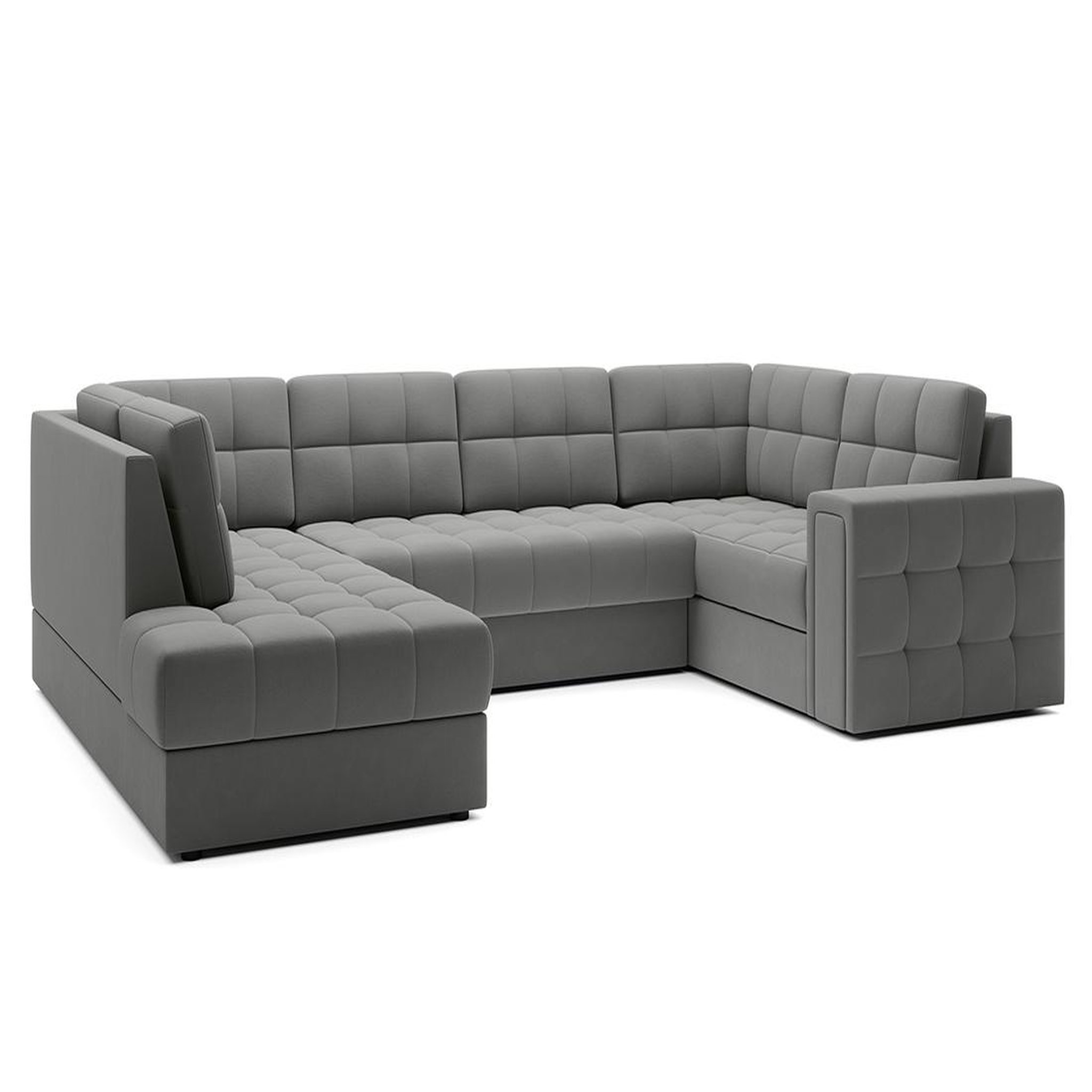 Voir la diapositive 4 : BEST MOBILIER Nappa - canapé panoramique d'angle droit 7 places convertible avec coffre en velours
