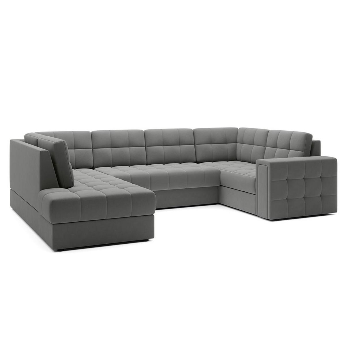 BEST MOBILIER Nappa - canapé panoramique d'angle droit 7 places convertible avec coffre en velours