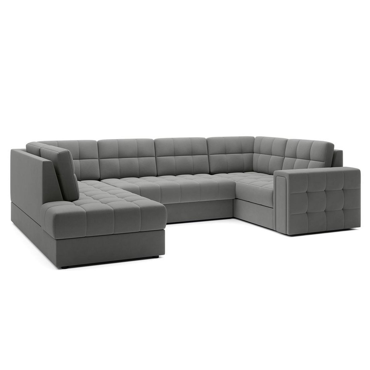 BEST MOBILIER Nappa - canapé panoramique d'angle droit 7 places convertible avec coffre en velours