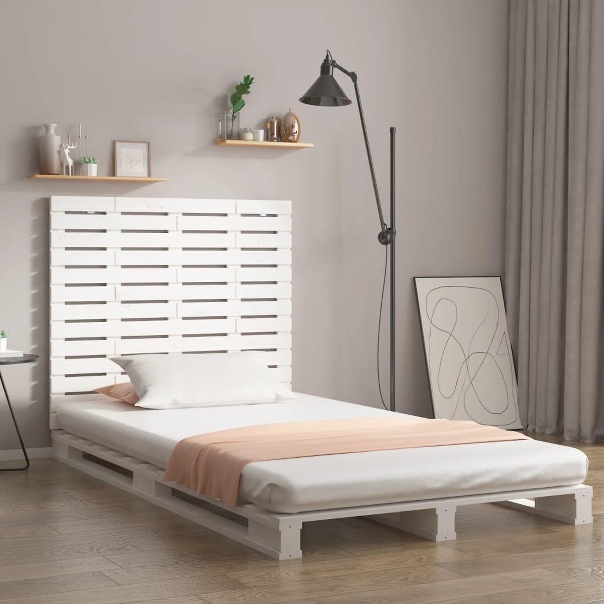 Voir la diapositive 1 : VIDAXL Tete de lit murale Blanc 126x3x91,5 cm Bois massif de pin