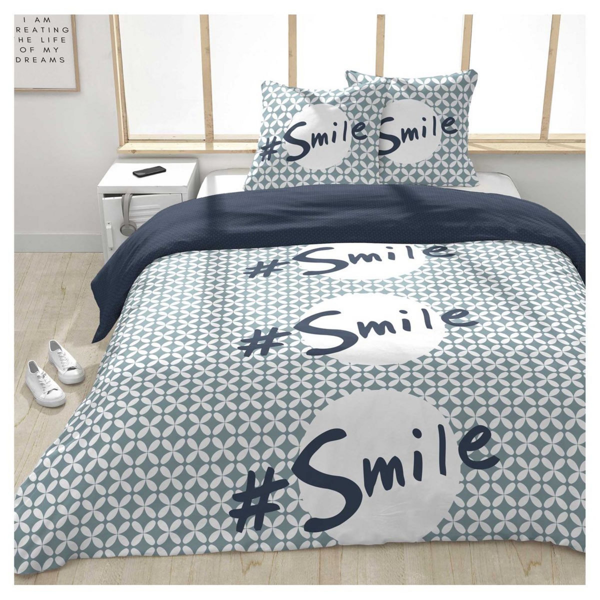 Parure housse de couette en coton 57 fils SMILE 