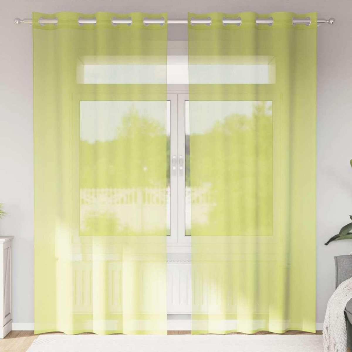 VIDAXL Rideaux en voile avec œillets 2 pcs vert pomme 140x245 cm