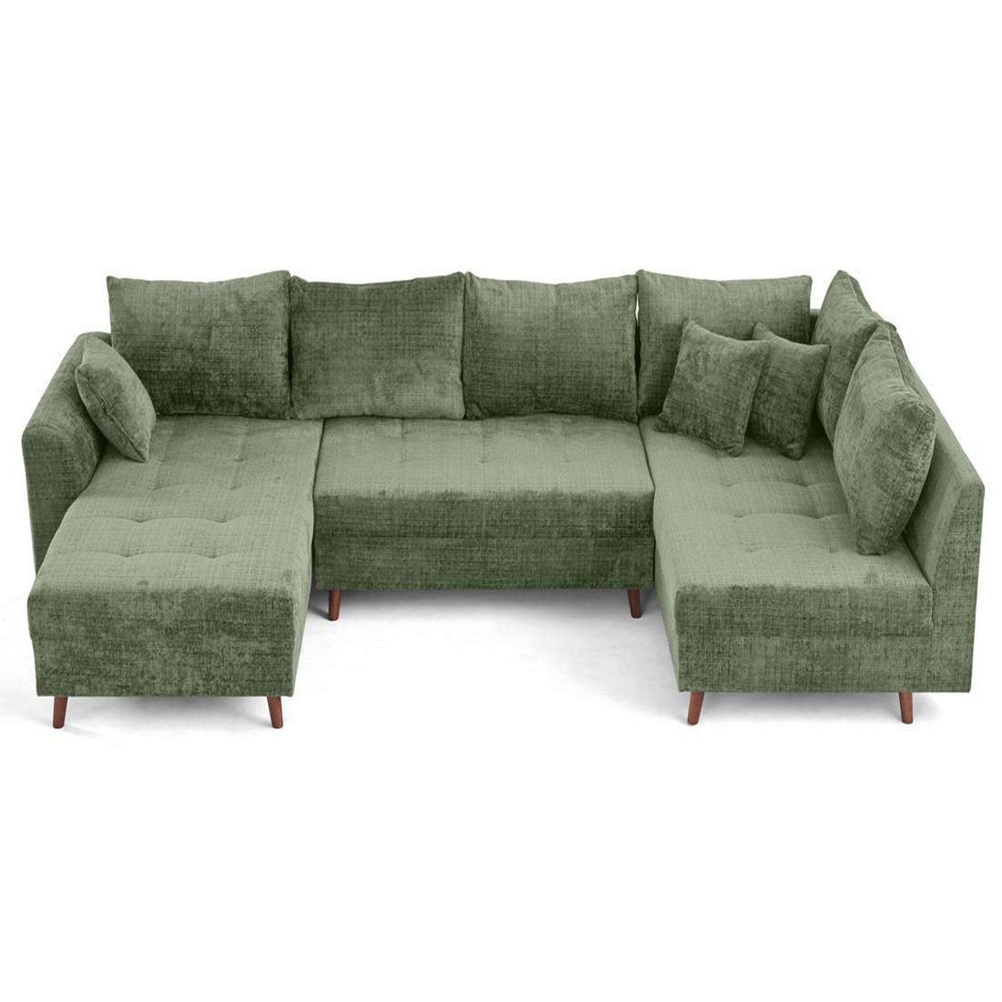 Voir la diapositive 2 : BEST MOBILIER Rune - canapé panoramique d'angle droit 7 places en velours texturé