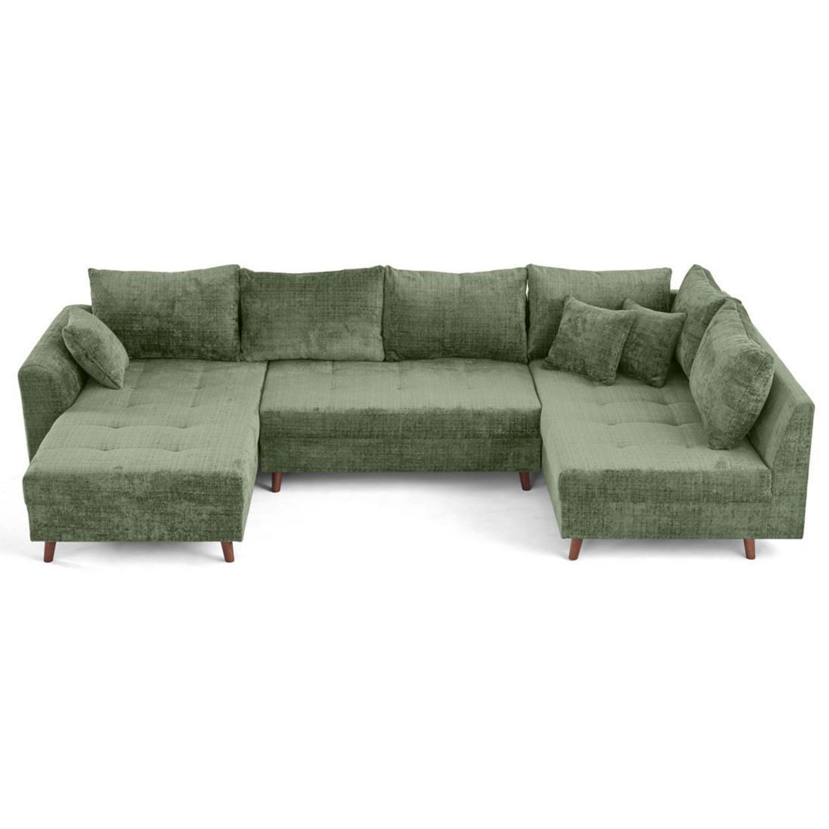 LISA DESIGN Rune - canapé panoramique d'angle droit 7 places en velours texturé