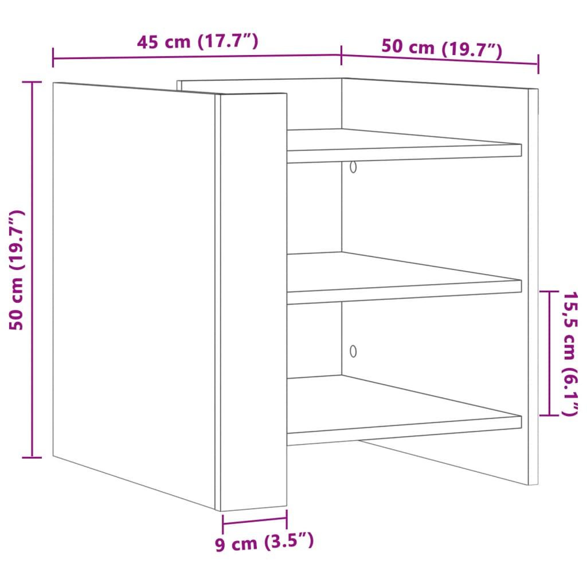 Voir la diapositive 6 : VIDAXL Table de chevet chene marron 45x50x50 cm bois d'ingenierie