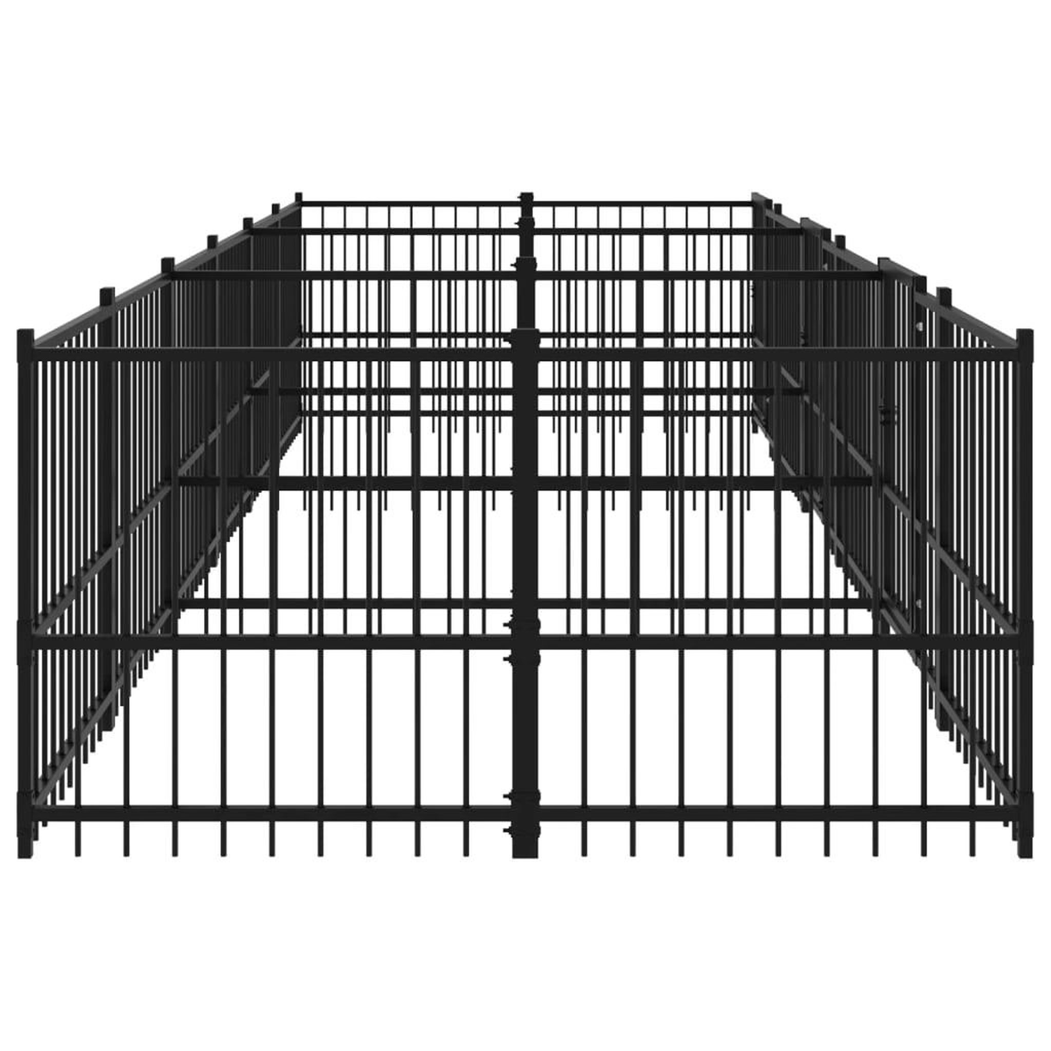 Voir la diapositive 4 : VIDAXL Chenil d'exterieur pour chiens Acier 11,26 m²