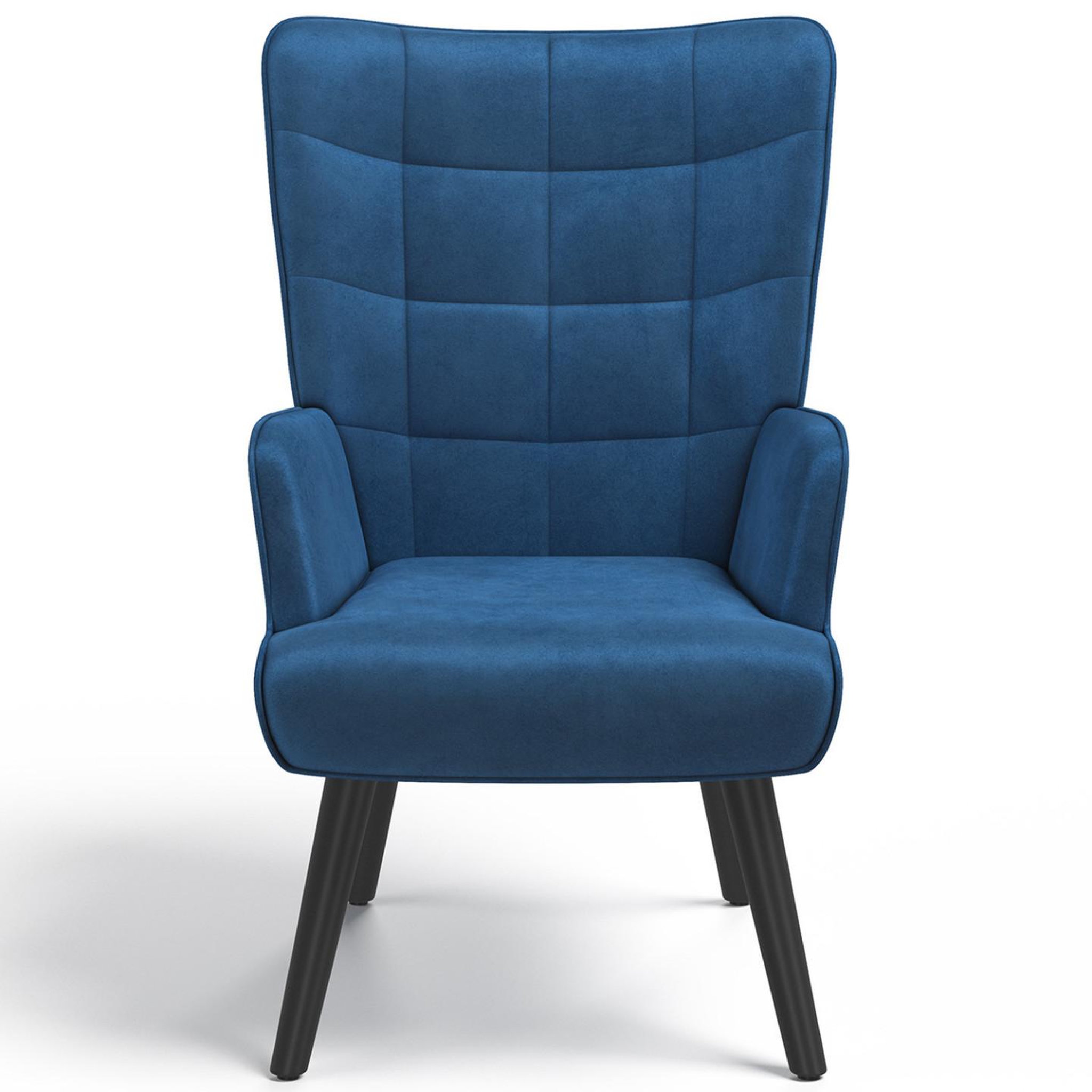 Voir la diapositive 3 : ID MARKET Fauteuil scandinave ania avec repose pieds velours bleu