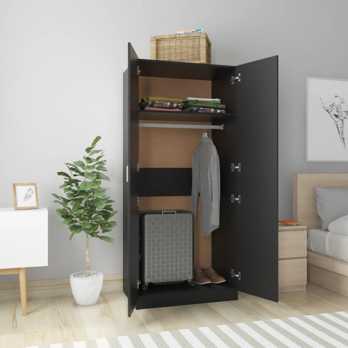 VIDAXL Garde-robe Noir 80x52x180 cm Bois d'ingenierie