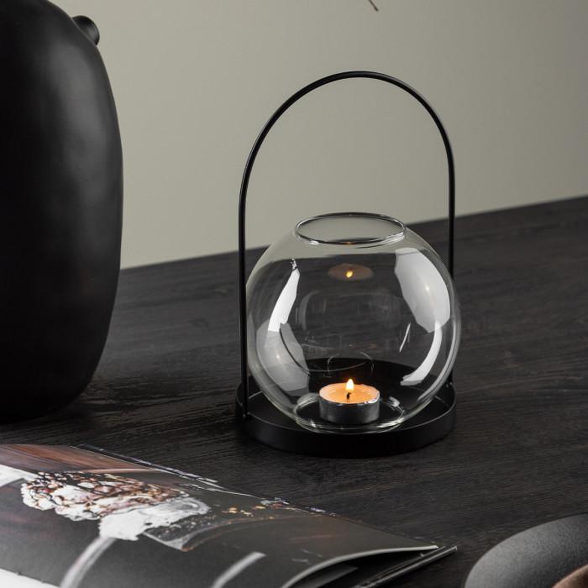 Voir la diapositive 4 : Paris Prix Lanterne Design en Verre  Flora  14cm Noir