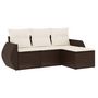 Voir la diapositive 2 : VIDAXL Salon de jardin 4 pcs avec coussins marron resine tressee