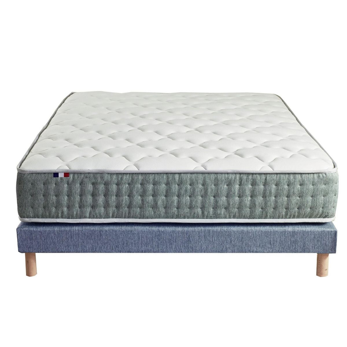 IDLITERIE Ensemble + matelas Ressort 7 zones Face Hiver/Eté différente HYGGE Fabriqué en France