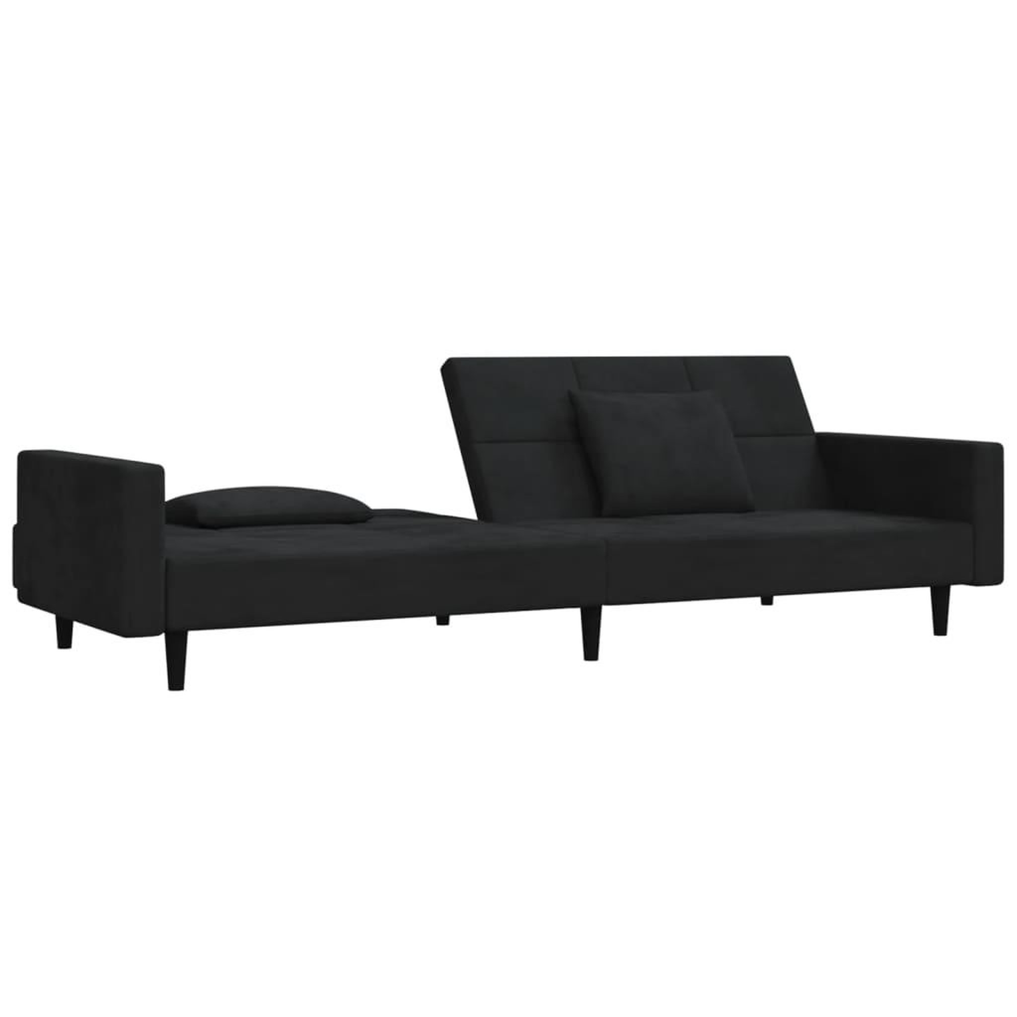 Voir la diapositive 5 : VIDAXL Canape-lit a 2 places avec deux oreillers Noir Velours