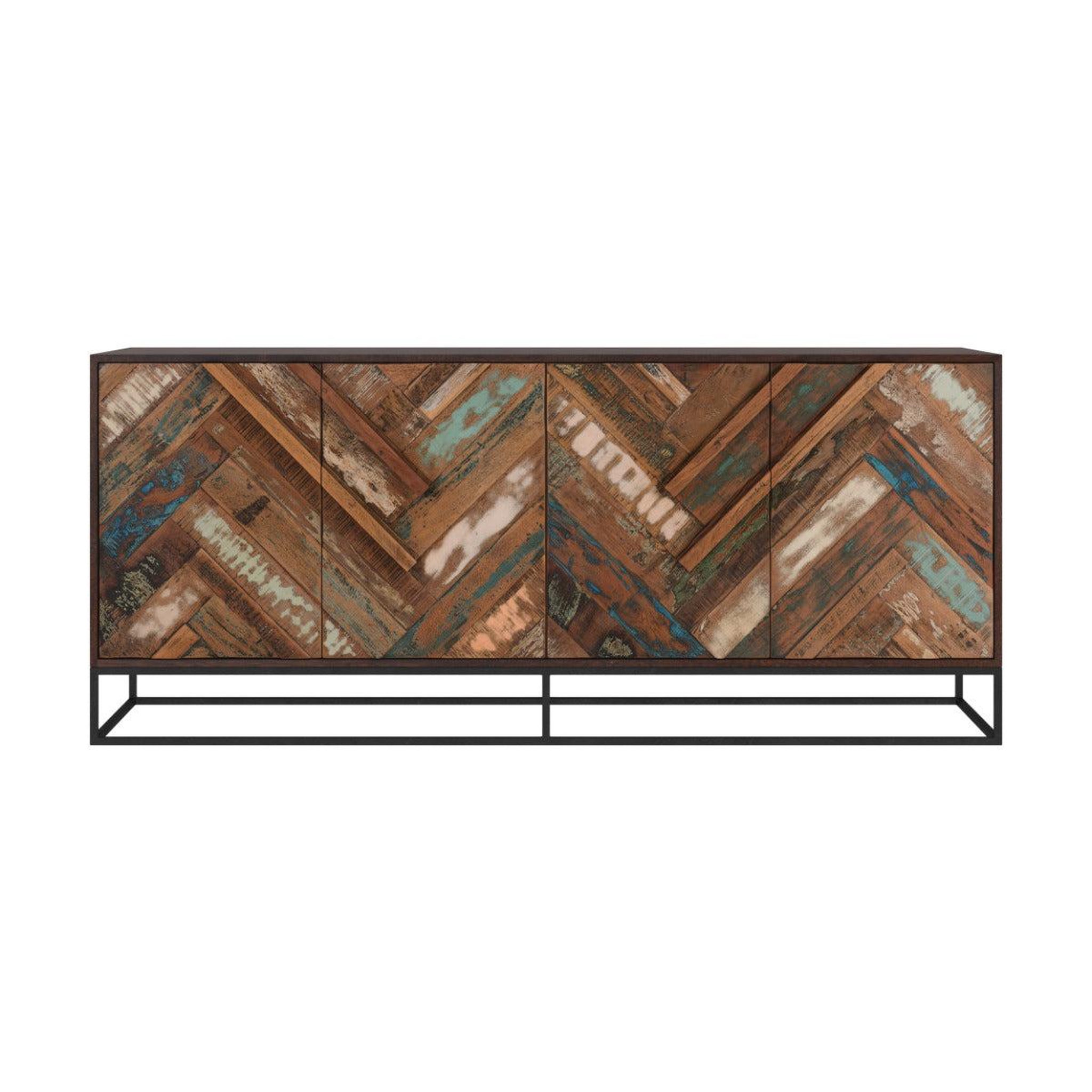 MAISON PAVANE Buffet 4 portes en bois d'acacia et bois recyclé-krabi