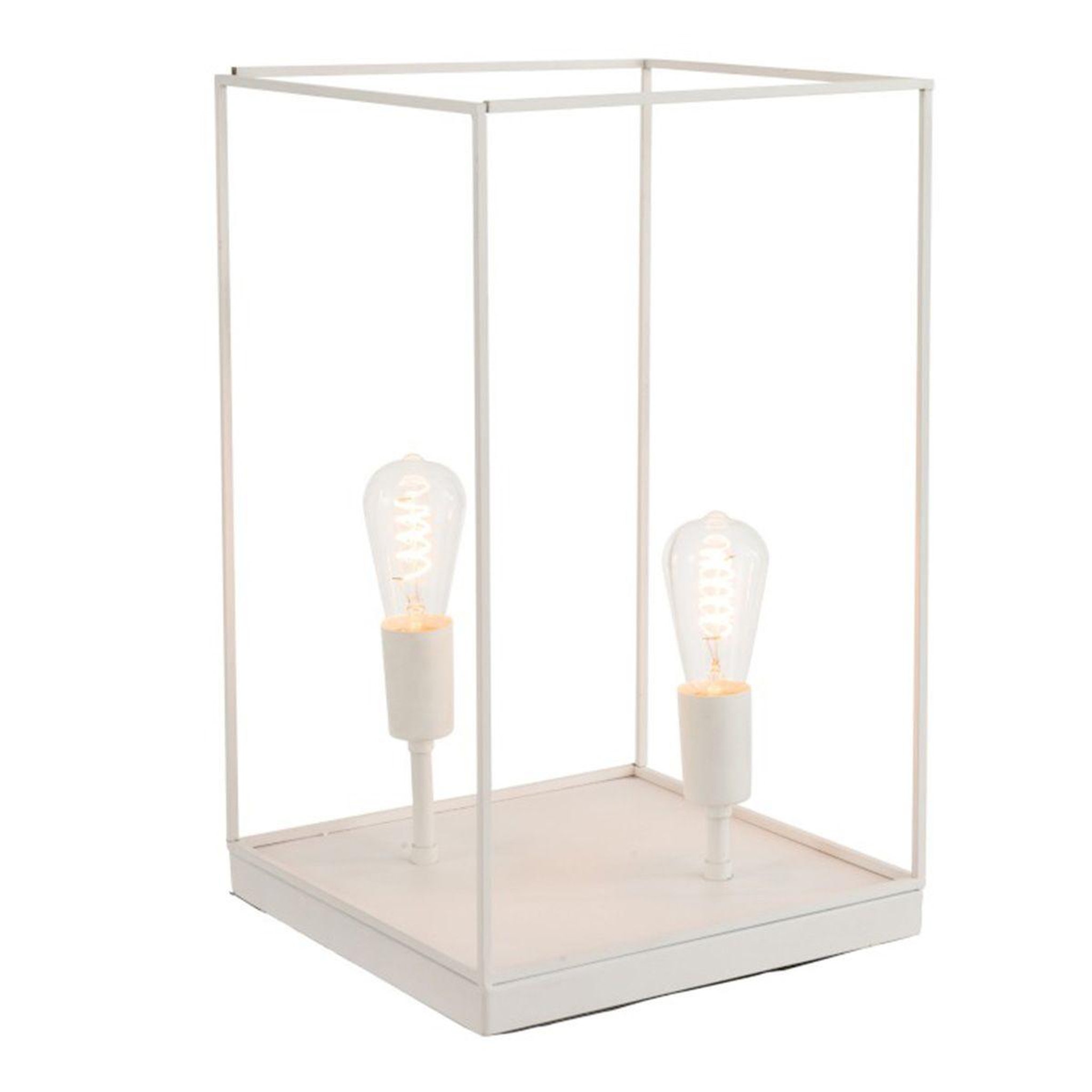 Voir la diapositive 2 : J-LINE Lampe à Poser  Deux Ampoules  51cm Blanc