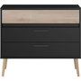 Voir la diapositive 6 : PARISOT Commode - AALBORG - 3 tiroirs - Décor Noir et chene - Style Scandinave - L90,8 x P39,9 x H77,5 cm - PARISOT