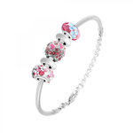 SC CRYSTAL Bracelet de charms perles roses et acier SC Crystal