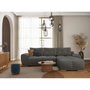 Voir la diapositive 5 : LOUNGITUDE Canapé d'angle droit 4 places convertible CASSANDRA avec coffre en tissu - Gris - L270 x P181 x H89cm - LOUNGITUDE