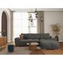 Voir la diapositive 5 : LOUNGITUDE Canapé d'angle droit 4 places convertible CASSANDRA avec coffre en tissu - Gris - L270 x P181 x H89cm - LOUNGITUDE