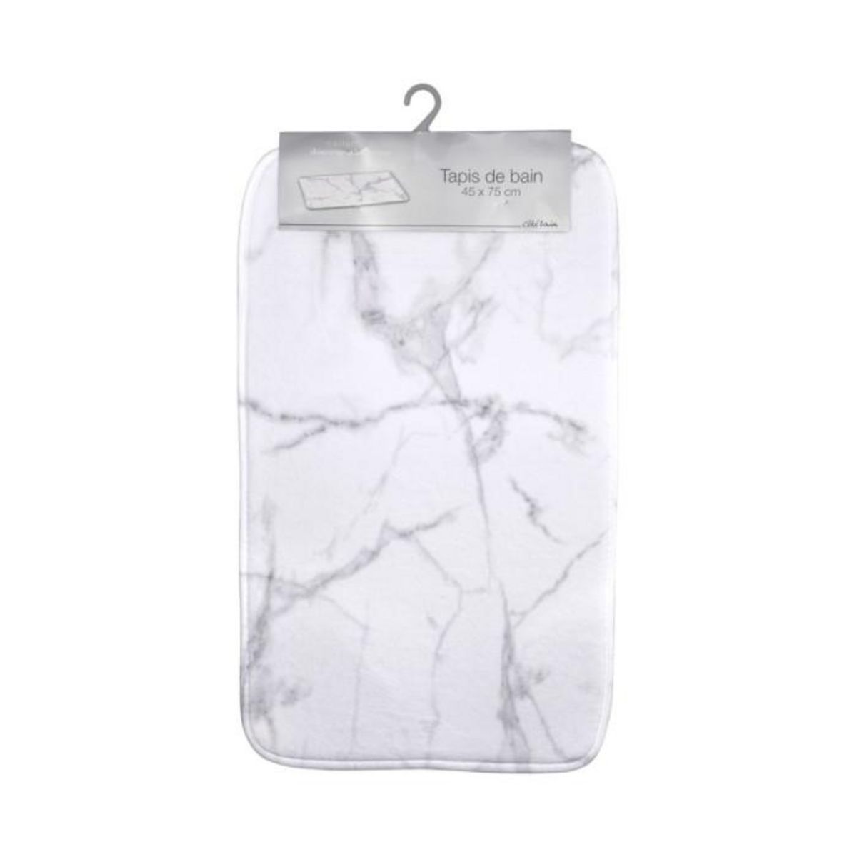 Paris Prix Tapis de Bain Microfibre  Effet Marbre  45x75cm Blanc
