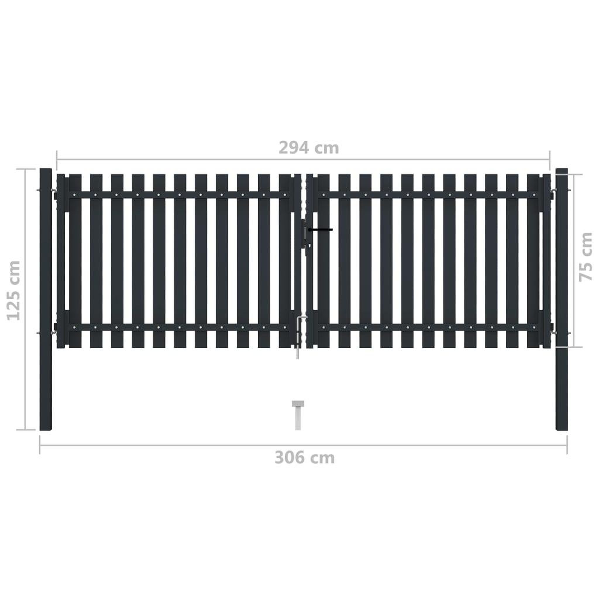 Voir la diapositive 6 : VIDAXL Portail de cloture a double porte Acier 306x125 cm Anthracite