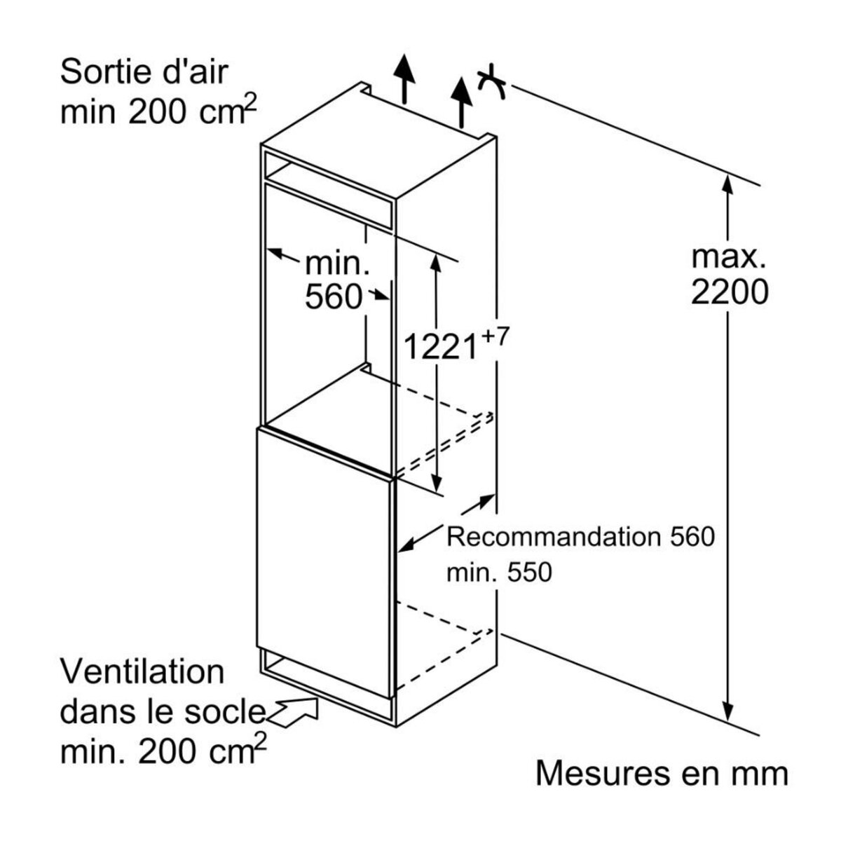 Siemens Réfrigérateur 1 porte intégrable à pantographe 147l - KI41RVFE0
