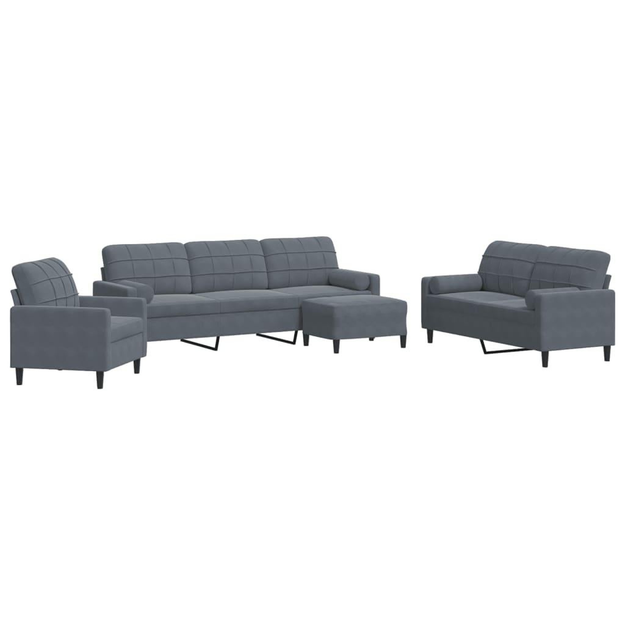 Voir la diapositive 2 : VIDAXL Ensemble de canapes 4 pcs avec coussins et traversins velours