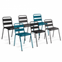 Voir la diapositive 1 : ID MARKET Lot de 6 chaises de jardin VALENCIA en acier mix color gris anthracite, noir et bleu