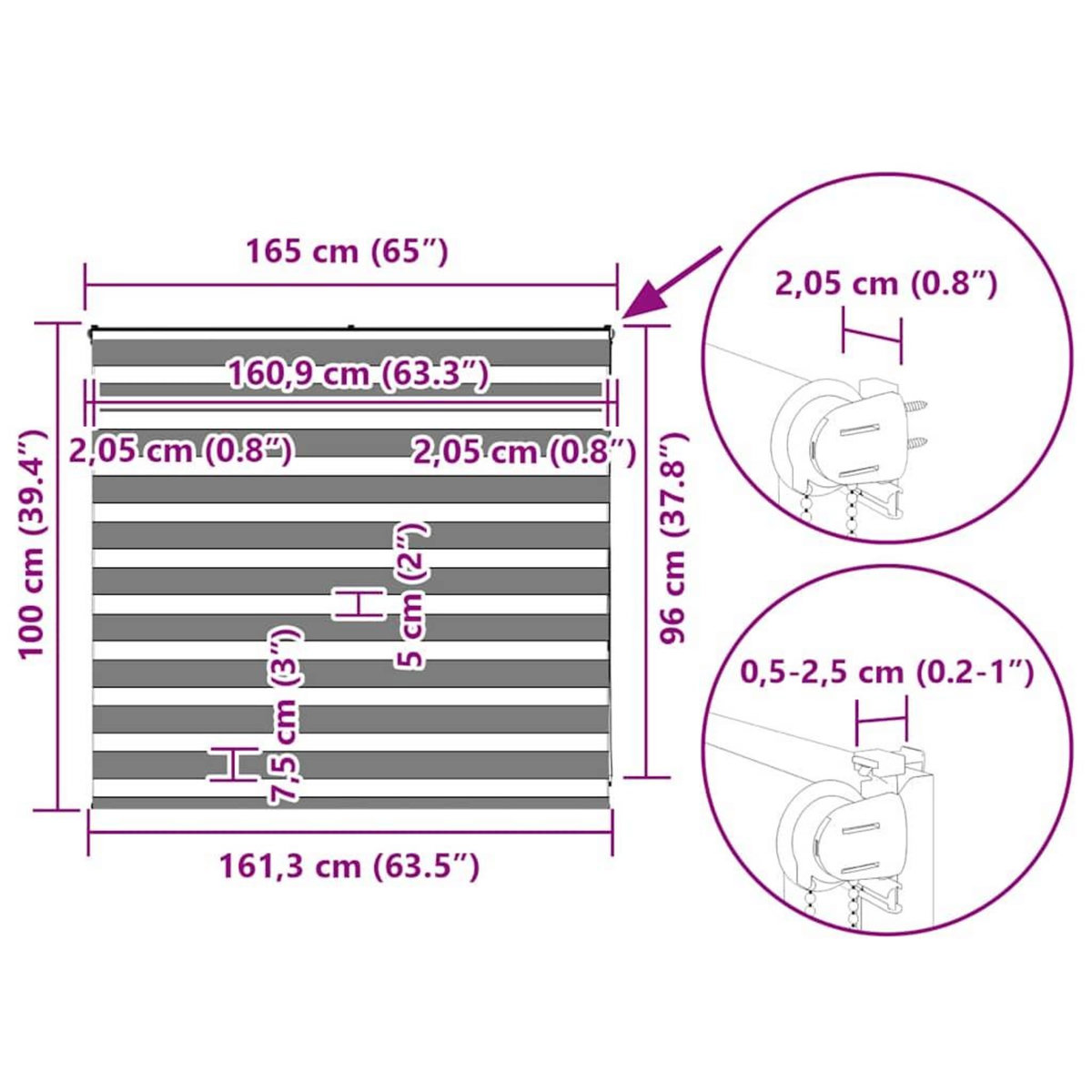 VIDAXL Store zebre beige marbre largeur du tissu 160,9 cm polyester