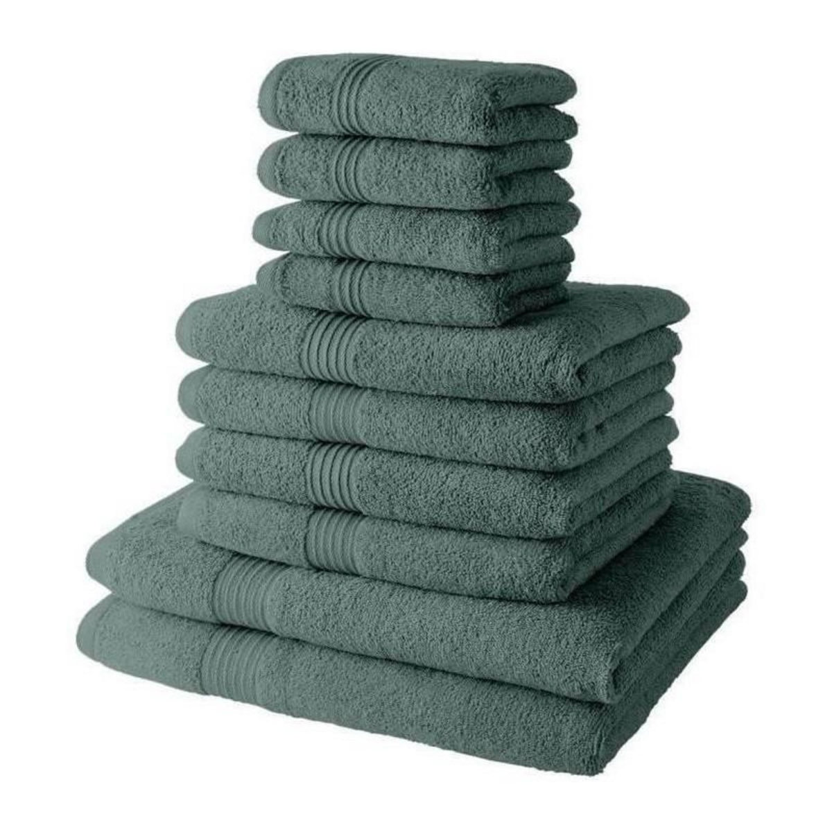 Today Lot de 4 Serviettes de bain TODAY 30x50 + 4 Serviettes de bain50x90 + 2 Draps de bain 70x130 cm 100% Coton - Céladon