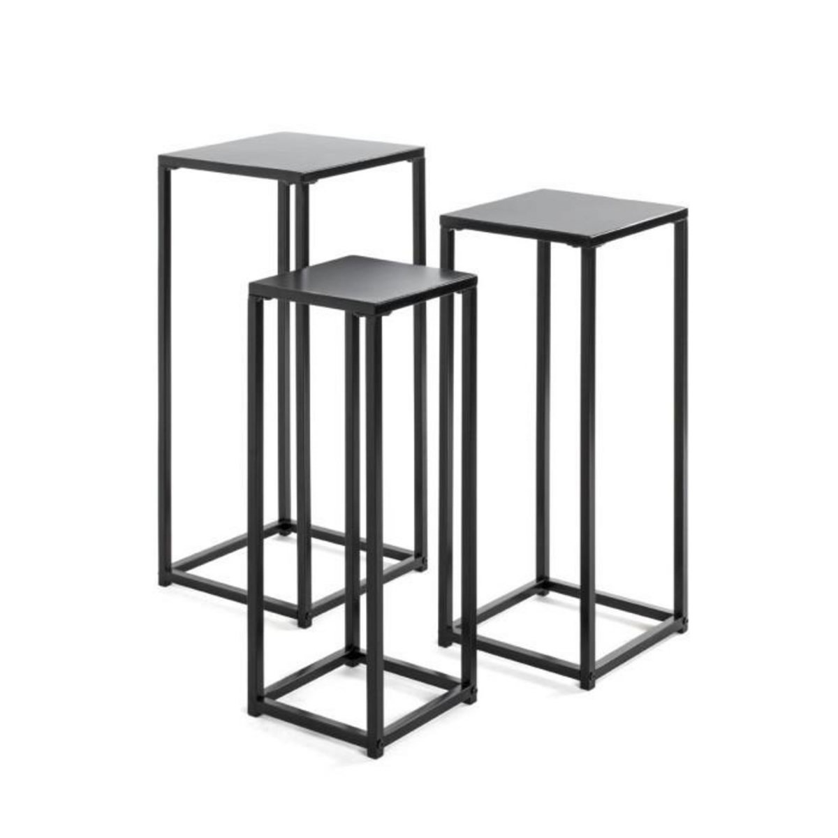 Paris Prix Lot de 3 Porte-Plantes en Métal  Cromano  71cm Noir