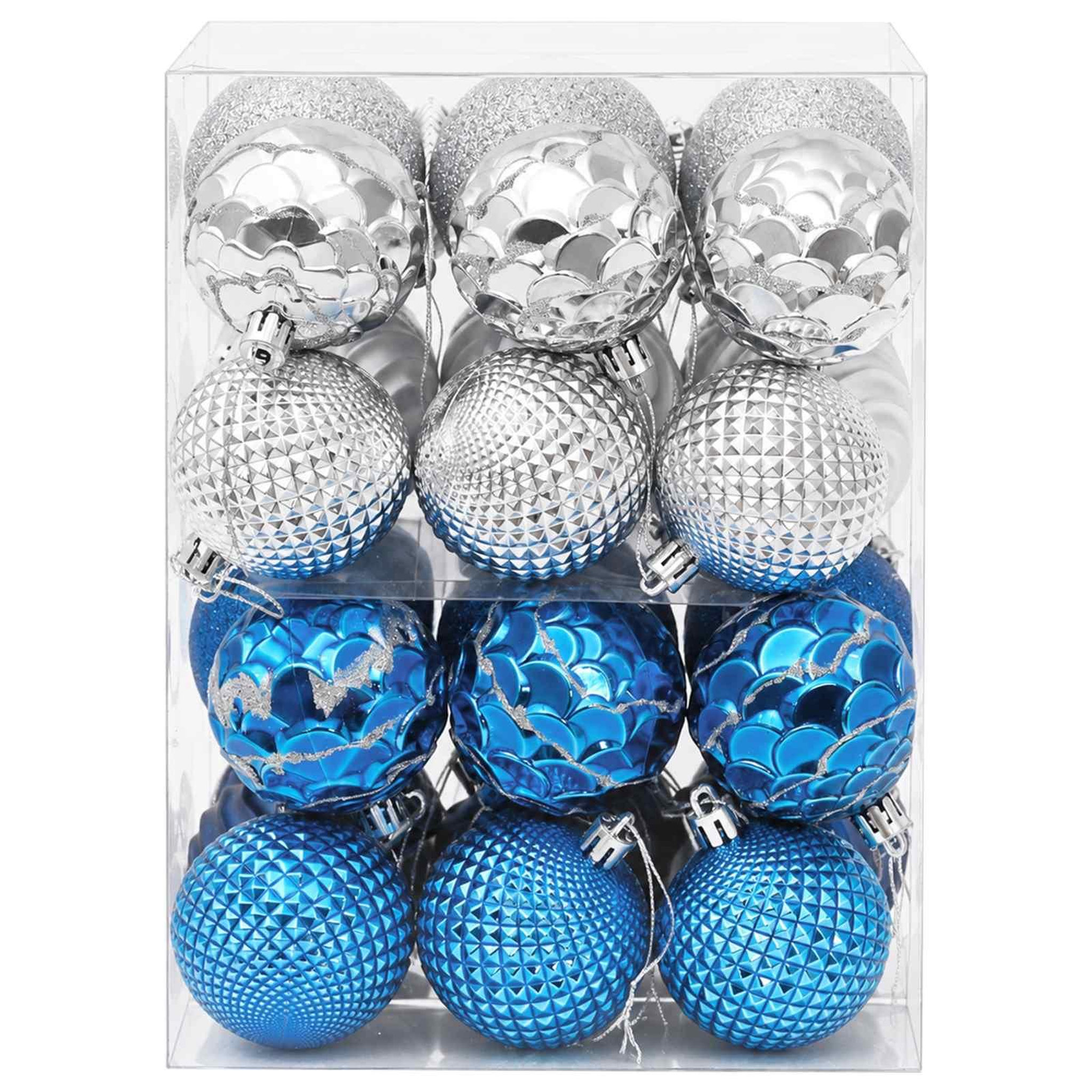 Voir la diapositive 4 : VIDAXL Ensemble de boules de Noël 36 pc Bleu et argente Diam. 6 cm