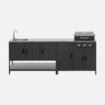 SWEEEK Cuisine extérieure Naxos 2 modules acier inoxydable barbecue gaz 3 brûleurs avec évier. Coloris disponibles : Vert, Noir